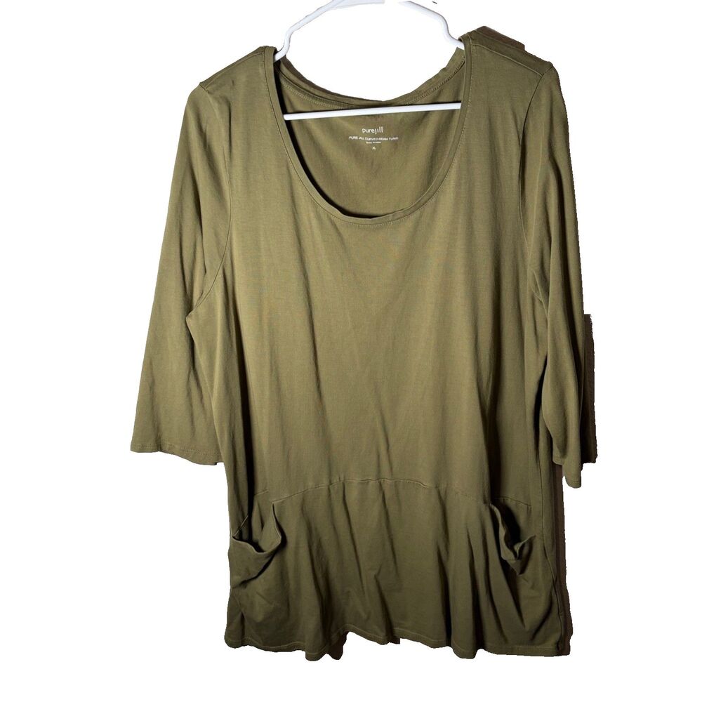 Pure Jill T-Shirt Women's XL Curved Seam Tunic Top Casual Pockets Lagenlook